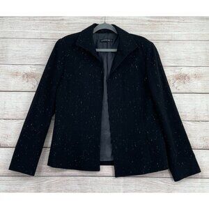 Lafayette‎ 148 New York Wool Splatter Print Open Front Blazer Women's S/M Black
